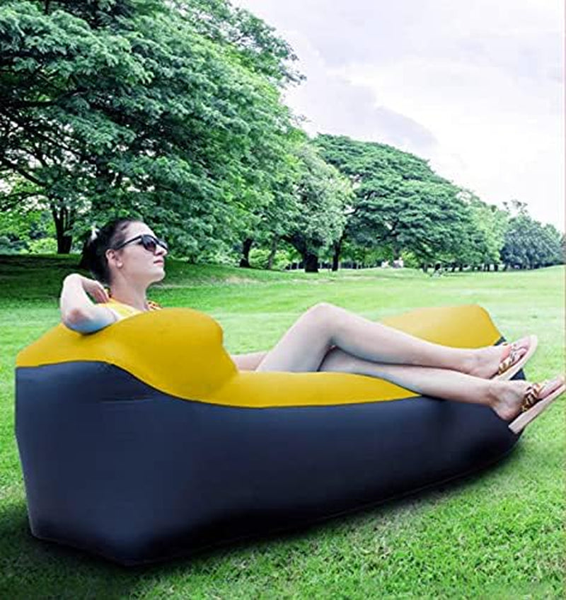 Inflatable Beach Lounge Chair,Camping Chair,Inflatable Lounge Chair with Pillow,Portable,Waterproof,Camping,Travel,Beach,Inflatable Sofa,Ideal for Picnic (Orange)