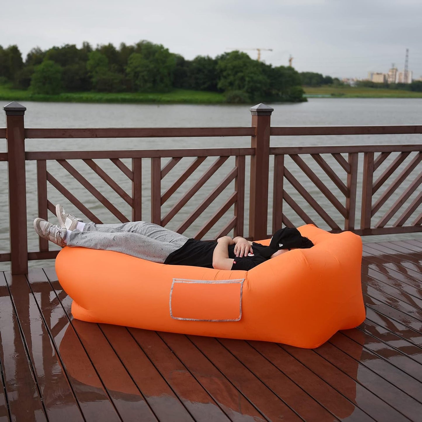 Inflatable Lounger Air Sofa for Backyard Lakeside Beach Traveling Camping,Portable Hammock,Water Proof, Anti-Air Leaking
