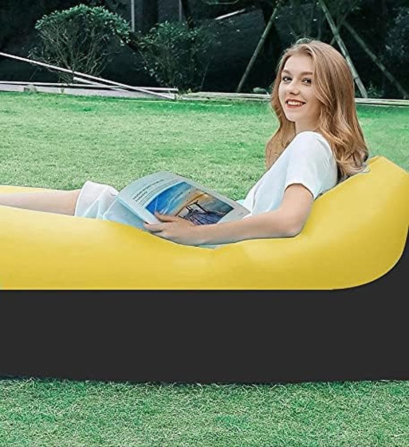 Inflatable Beach Lounge Chair,Camping Chair,Inflatable Lounge Chair with Pillow,Portable,Waterproof,Camping,Travel,Beach,Inflatable Sofa,Ideal for Picnic (Orange)